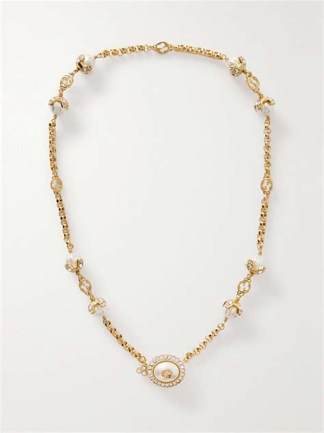 gucci glass pearl necklace|gucci goldtone necklace.